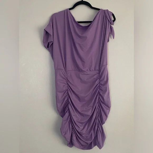 Purple Off Shoulder Ruffled Dress - Picture 4 of 4